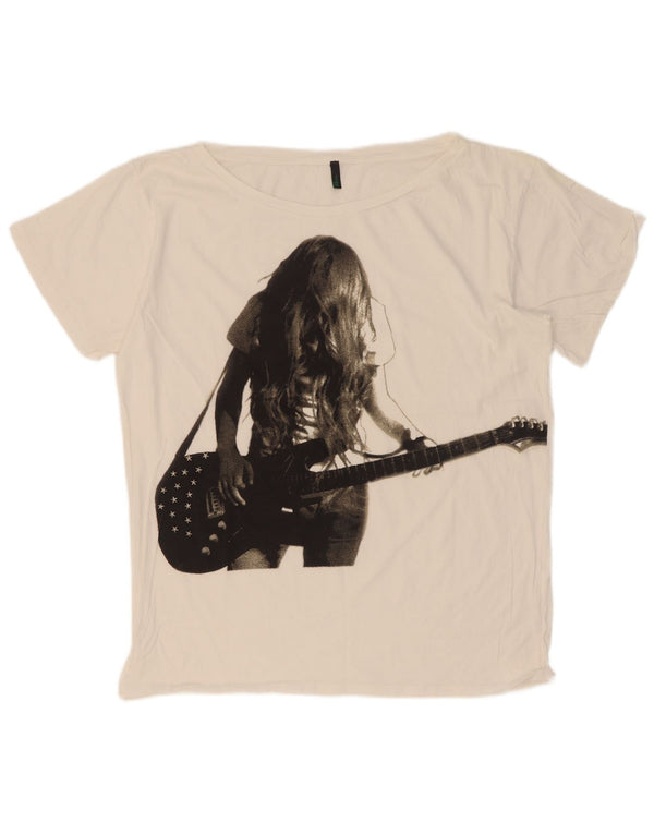 Benetton Camiseta Estampada para Mujer ES 40 XL Blanco