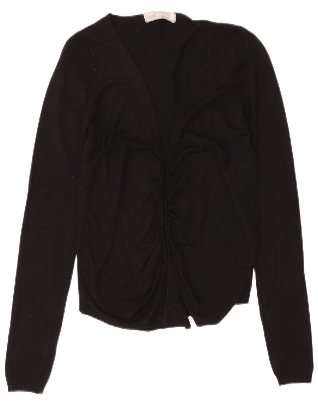 Zara Mujer Cárdigan Abierto Suéter UK 12 Medium Black Viscosa