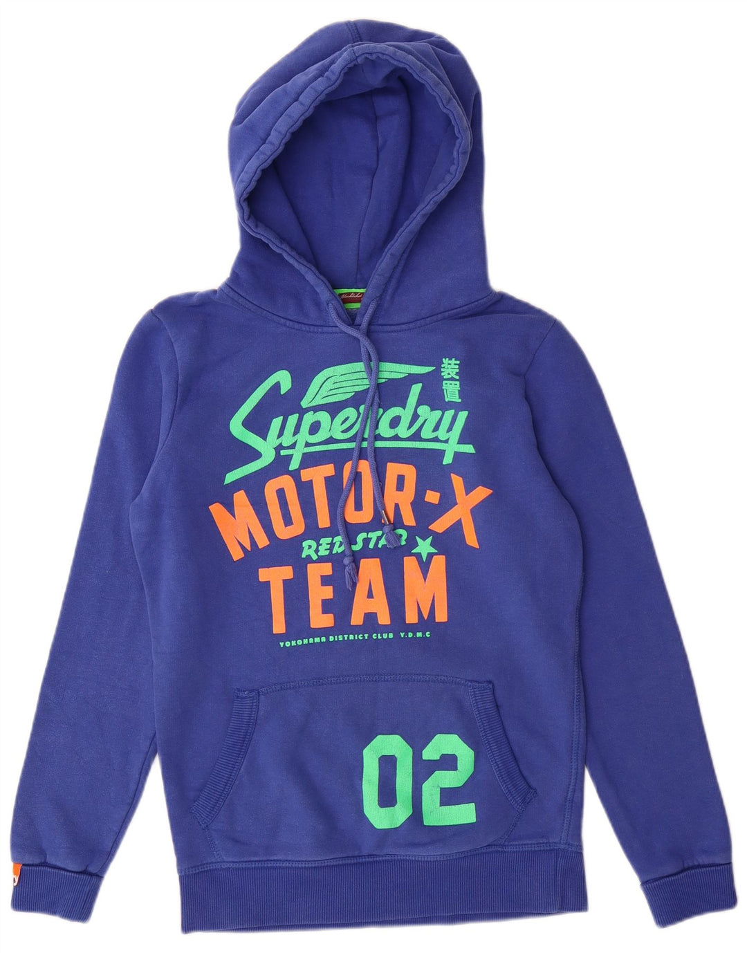 SUPERDRY Jersey con capucha gráfica para mujer UK 10 Small Blue Cotton