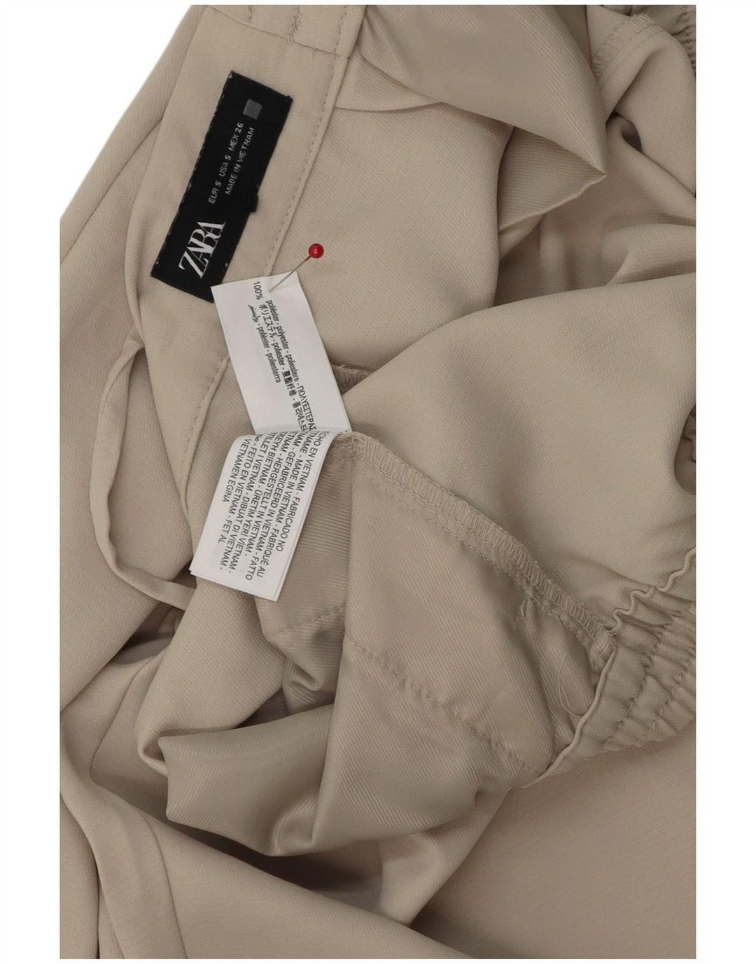Zara Mujer Pantalones Casuales Cónicos Pequeño W26 L25 Poliéster Gris