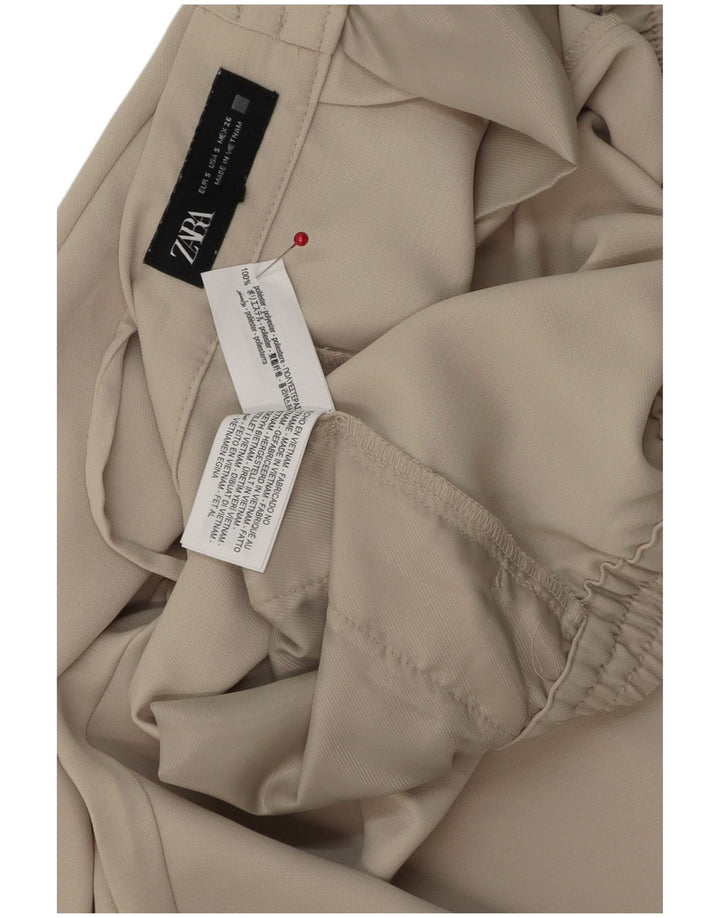 Zara Mujer Pantalones Casuales Cónicos Pequeño W26 L25 Poliéster Gris