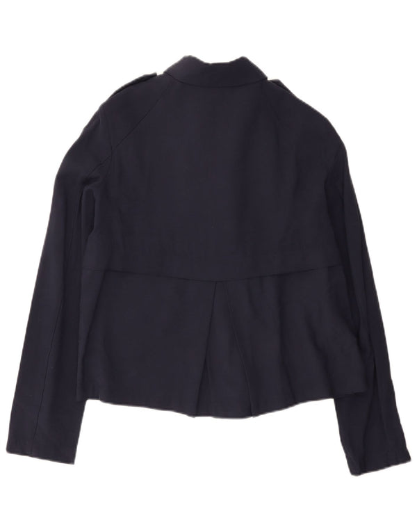 Zara Mujer Chaqueta Bomber UK 10 Small Azul Marino Viscosa