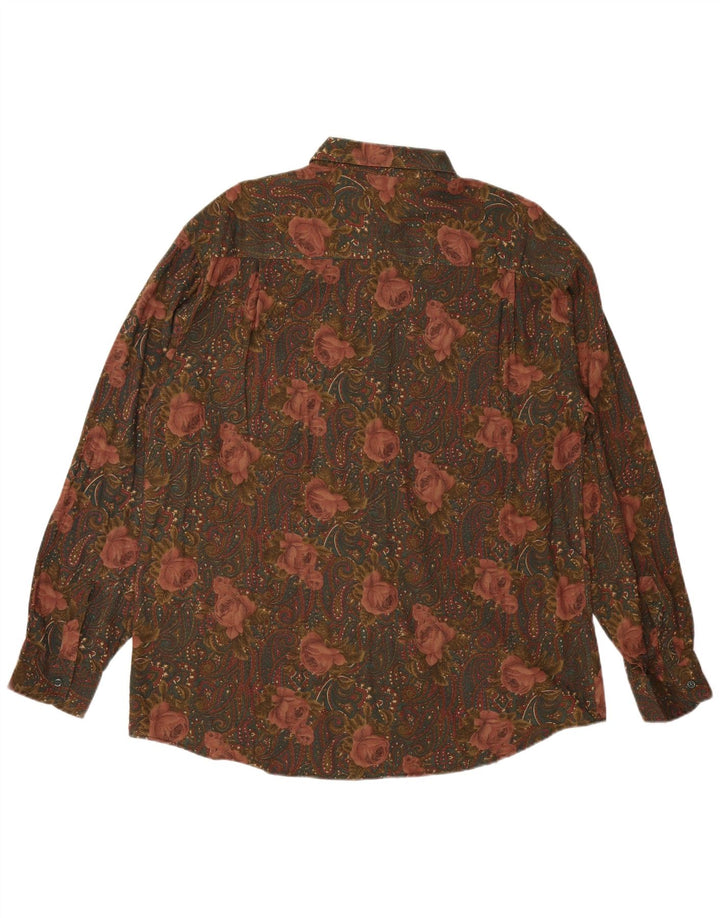 Camisa VINTAGE para hombre XL Rayón floral multicolor
