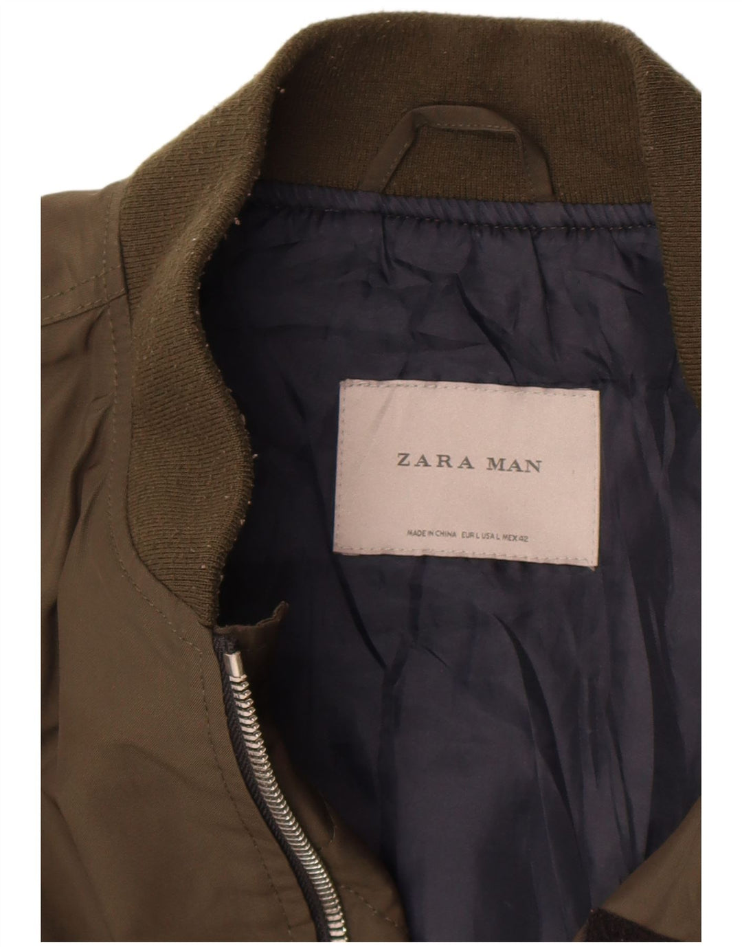 Zara Mens Bomber Jacket UK 40 Large Caqui