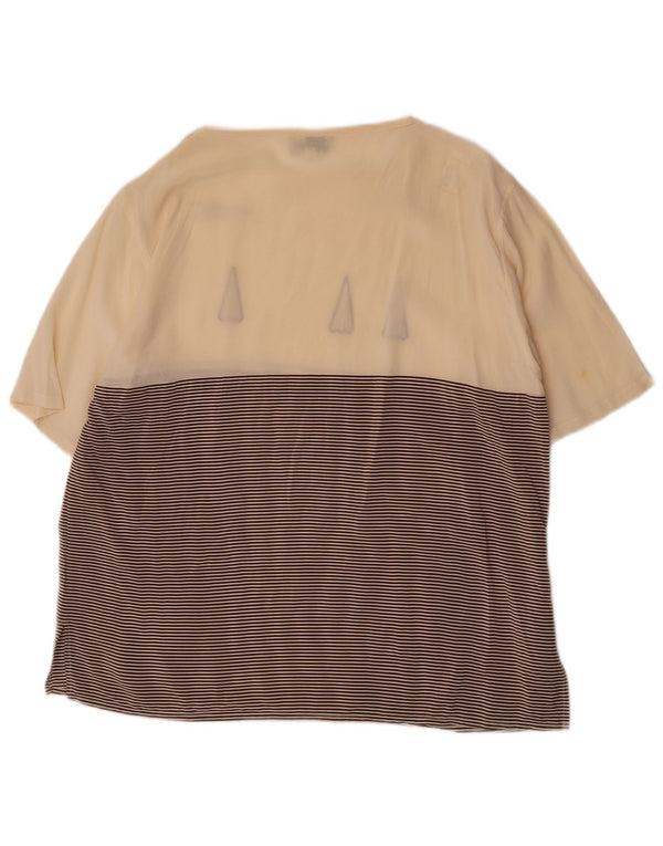 Les Copains Blusa transparente para mujer UK 46 Seda a rayas beige grande