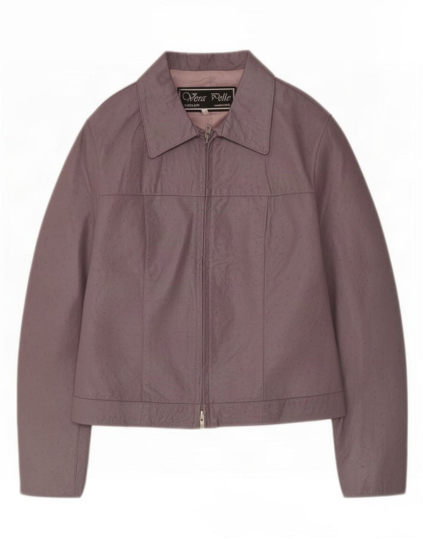 Chaqueta de cuero vintage para mujer IT 46 Púrpura grande