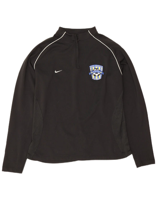 Nike Top gráfico con cremallera y cuello para mujer, manga larga, US 16/18 XL, negro
