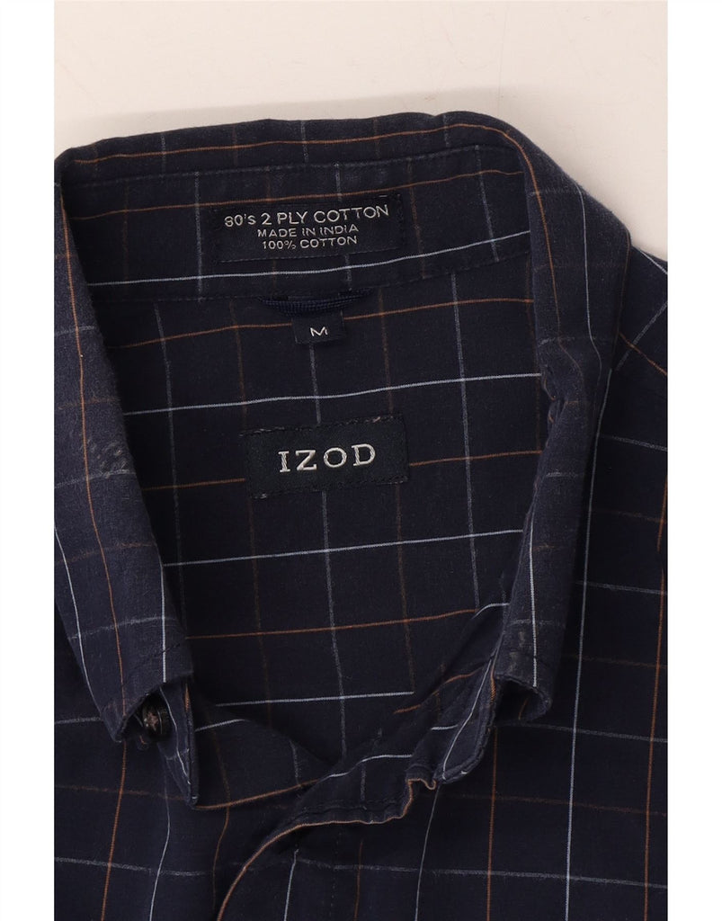 IZOD Mens Shirt Medium Navy Blue Check Cotton Vintage Izod and Second-Hand Izod from Messina Hembry 