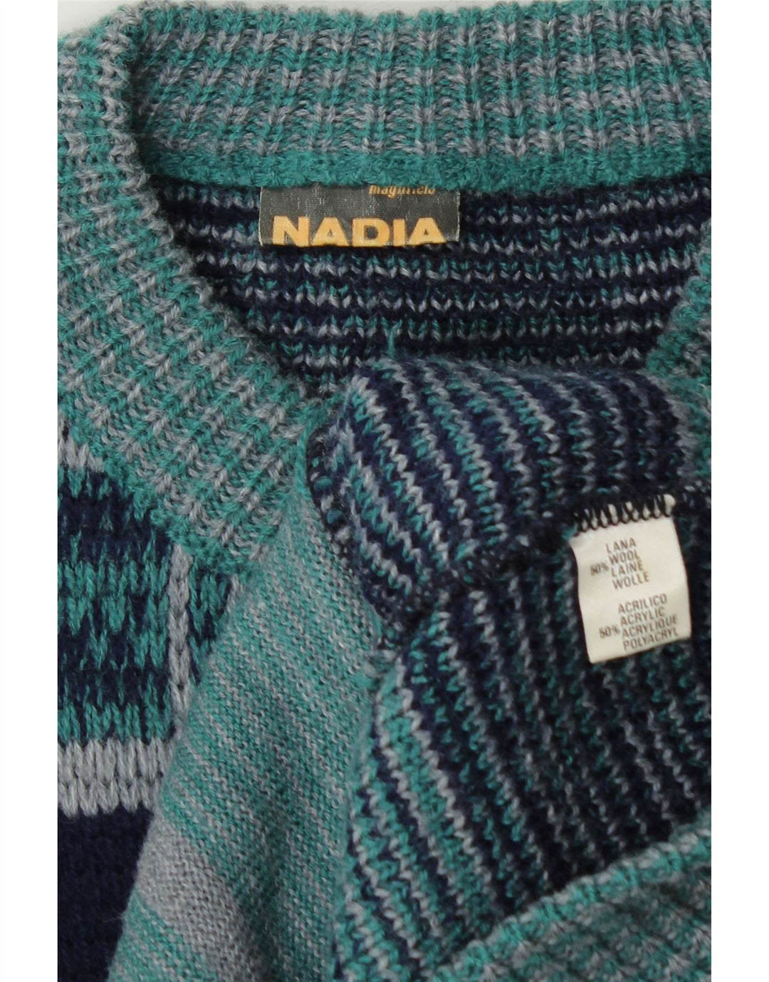 Nadia - Cárdigan para hombre de lana a cuadros azul marino grande