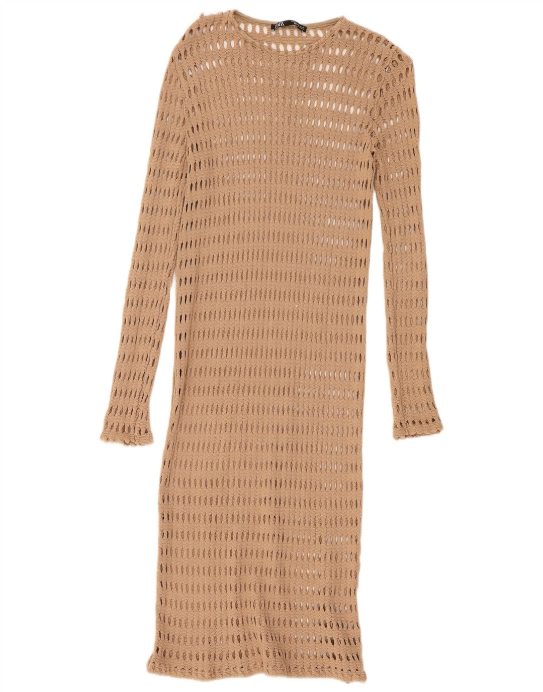 Zara Mujer Vestido De Playa De Ganchillo Reino Unido 42 Medio Beige