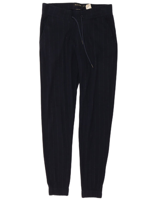 Massimo Dutti Pantalón Casual Mujer Small W27 L30 Azul Marino Raya Pintada