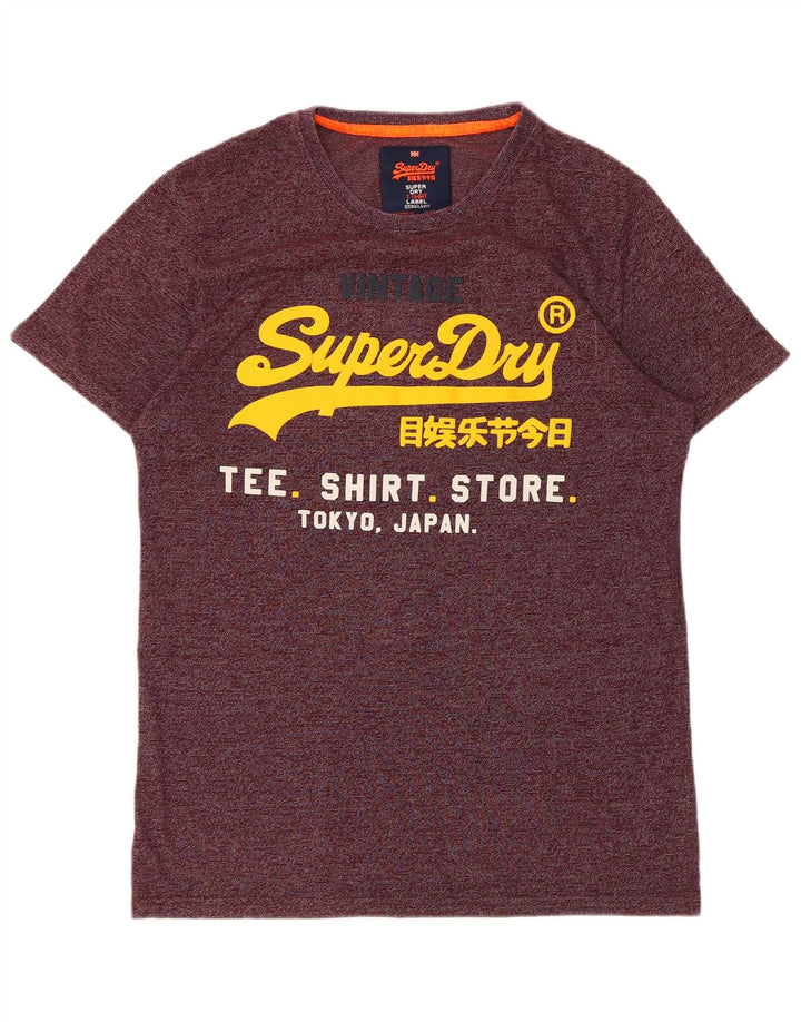 SUPERDRY Camiseta gráfica para hombre Top grande de algodón con rayas diplomáticas en color burdeos