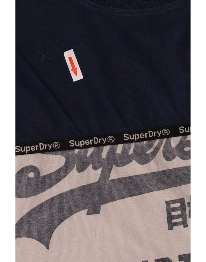 Superdry Mens Extra Slim Graphic Top Manga Larga 2XL Azul Colorblock