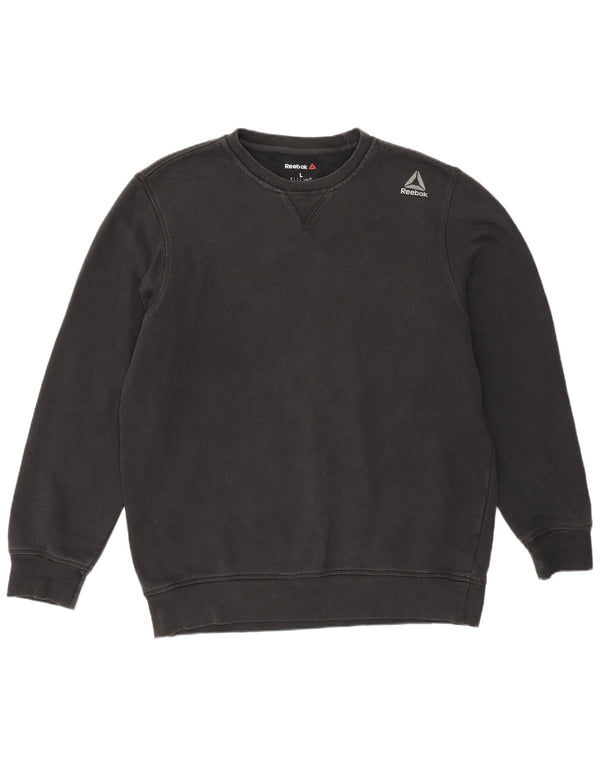 Reebok - Sudadera para hombre, talla grande, algodón negro