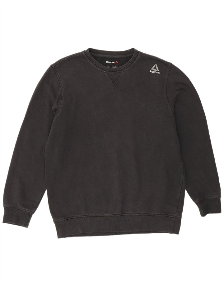 Reebok - Sudadera para hombre, talla grande, algodón negro