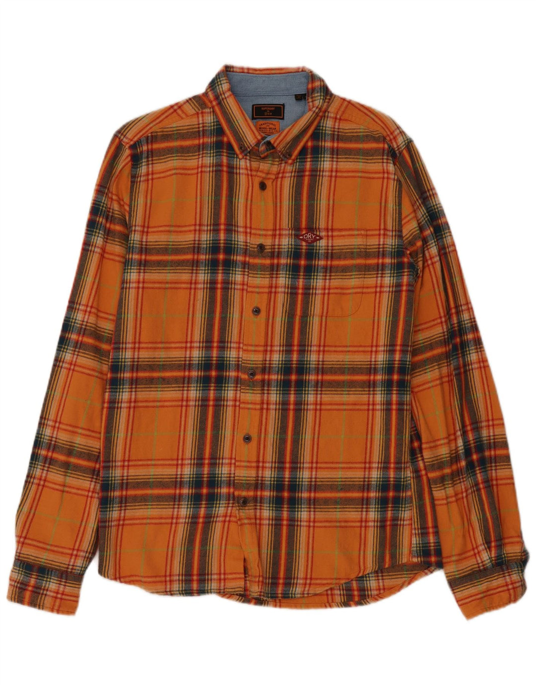 Superdry Camisa De Franela De Algodón A Cuadros En Naranja Medio