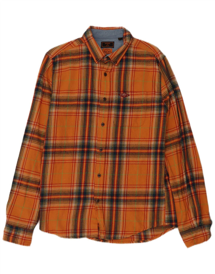 Superdry Camisa De Franela De Algodón A Cuadros En Naranja Medio