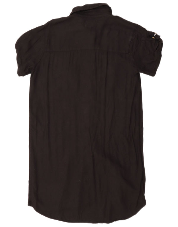 Element Vestido camisero militar de manga corta para mujer UK 44 Grande Negro