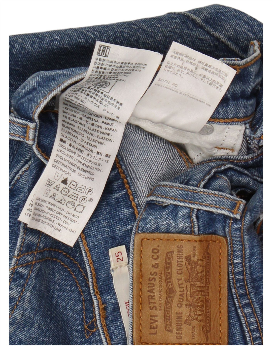 Levi's Vaqueros Rectos Con Cuña Para Mujer W25 L27 Algodón Azul