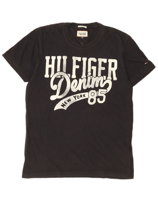 Tommy Hilfiger Camiseta gráfica para hombre Top Small Black Cotton