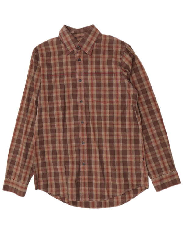 Camisa Hugo Boss Hombre Algodón a cuadros marrón medio
