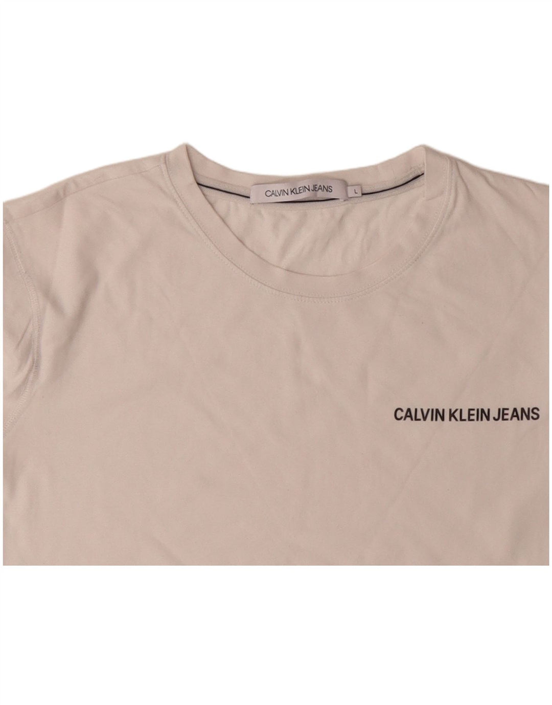 CALVIN KLEIN Top gráfico para hombre manga larga UK 46 Grande Algodón blanco roto