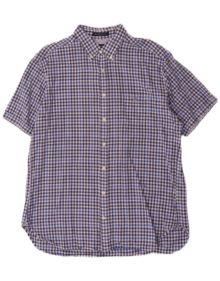 Gant Camisa Regular Fit De Manga Corta Para Hombre XL Algodón A Cuadros Azul Azul
