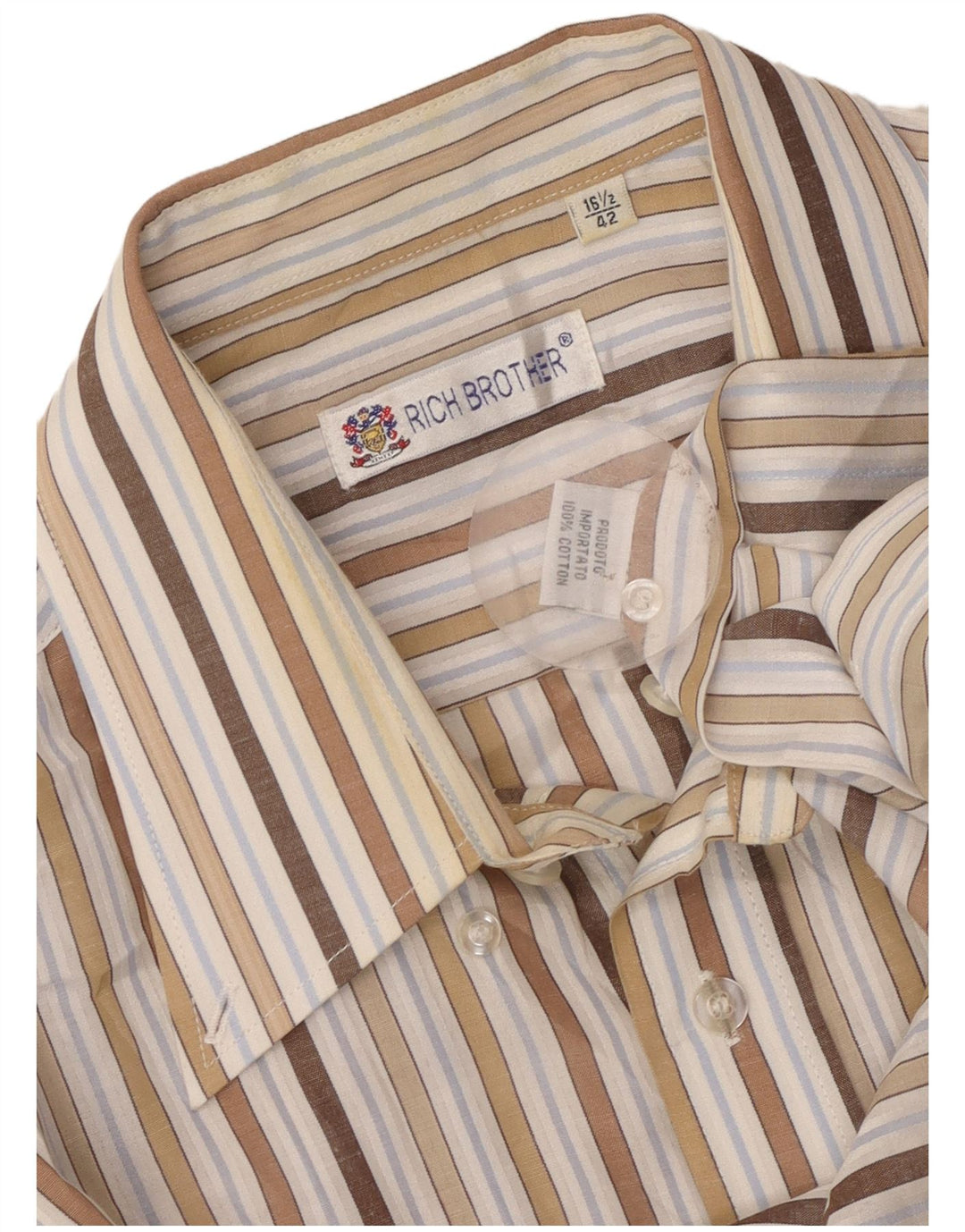 Camisa vintage para hombre talla 16 1/2 42 algodón a rayas multicolor grande