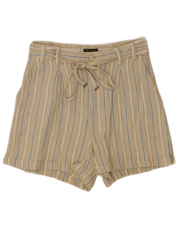 Massimo Dutti Shorts Casuales De Tiro Alto Para Mujer EU 36 XS W26 Beige Rayas