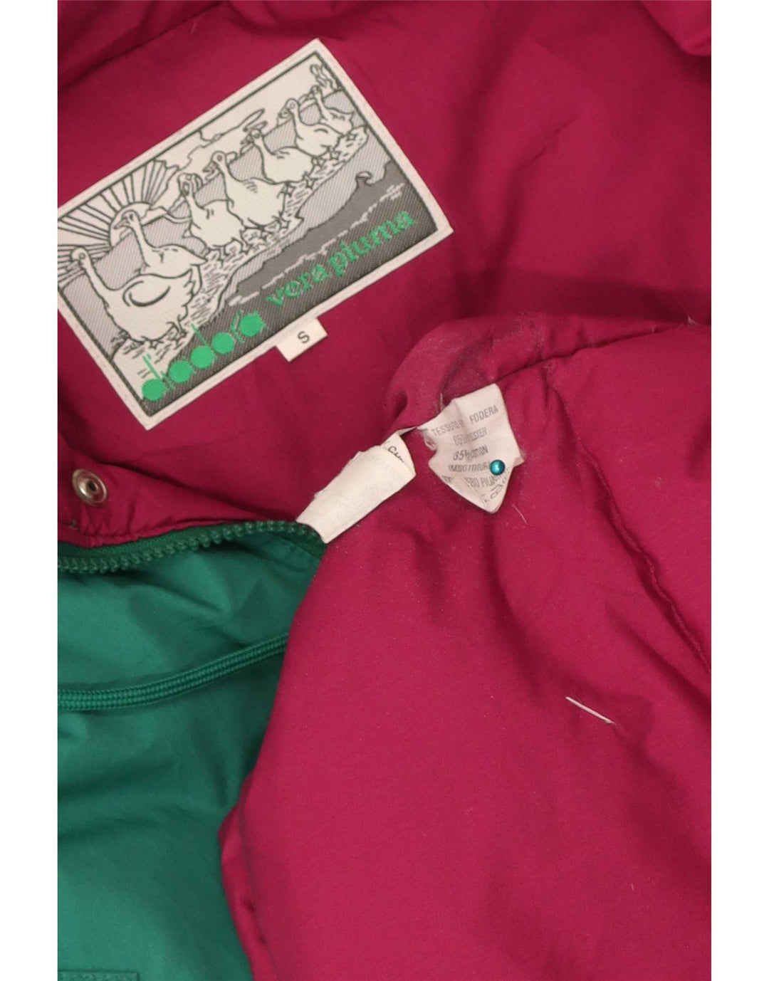 Diadora Hombre Chaqueta acolchada con capucha ES 36 Small Verde Colorblock Poliéster