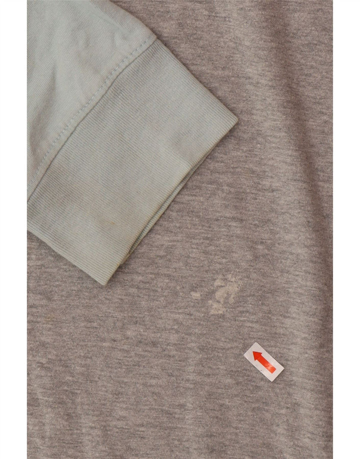 Camiseta de hombre Fat Face de algodón color block de manga larga en gris medio