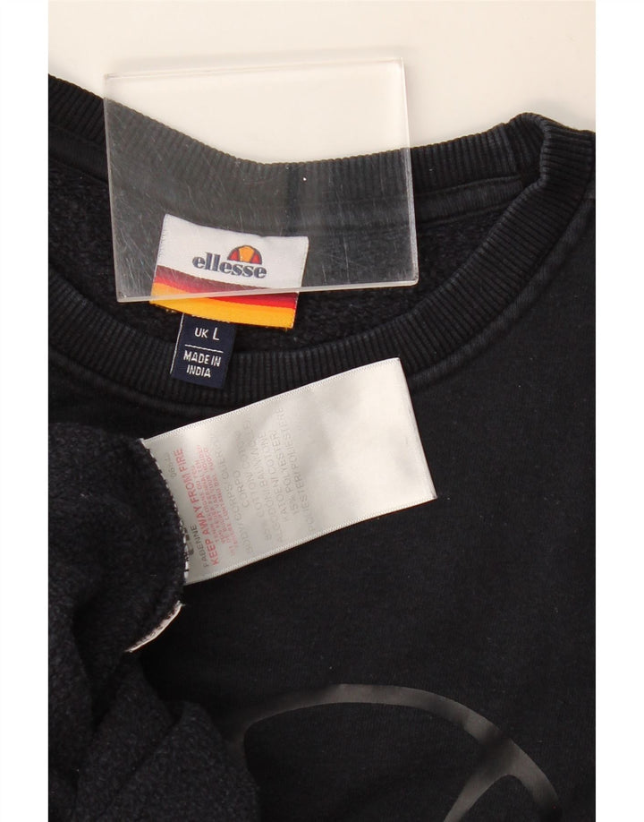 ELLESSE Hombre Sudadera Gráfica Jersey Grande Azul Marino Algodón