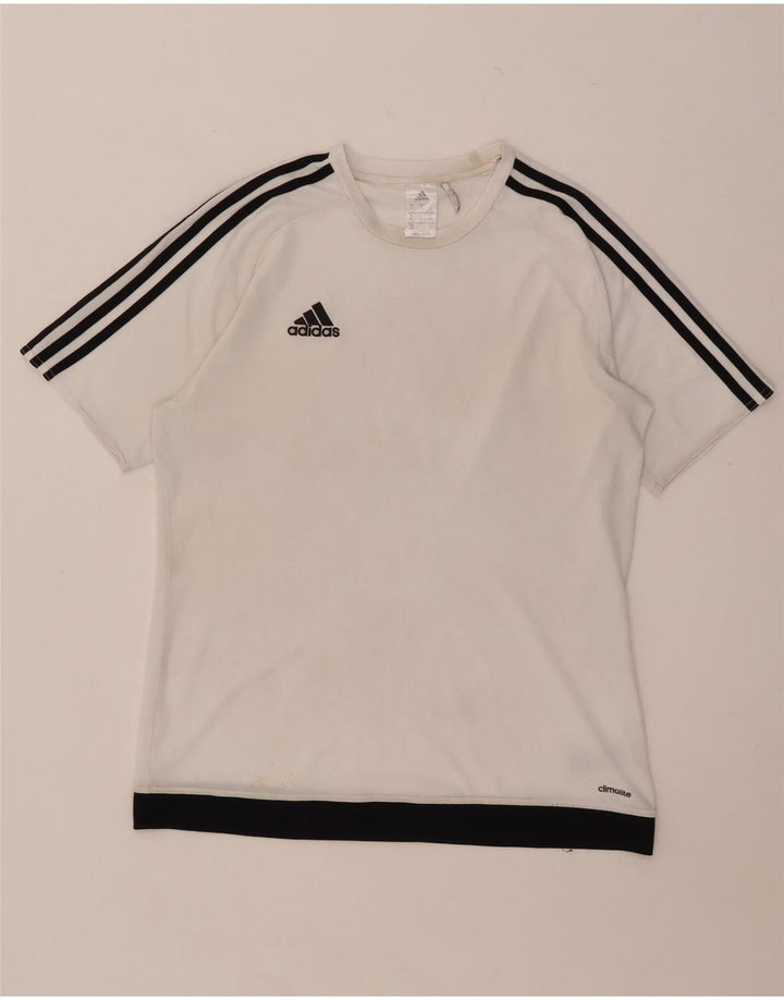 Adidas Hombre Climalite Camiseta Top Medio Blanco Colorblock Poliéster