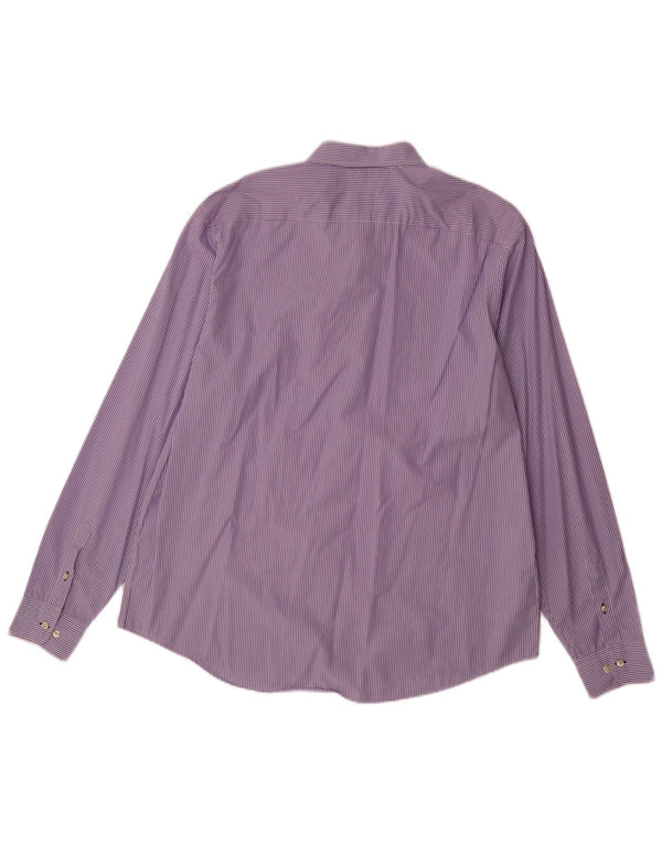 Camisa Lacoste Hombre Talla 45 XL Algodón Rayas Púrpura