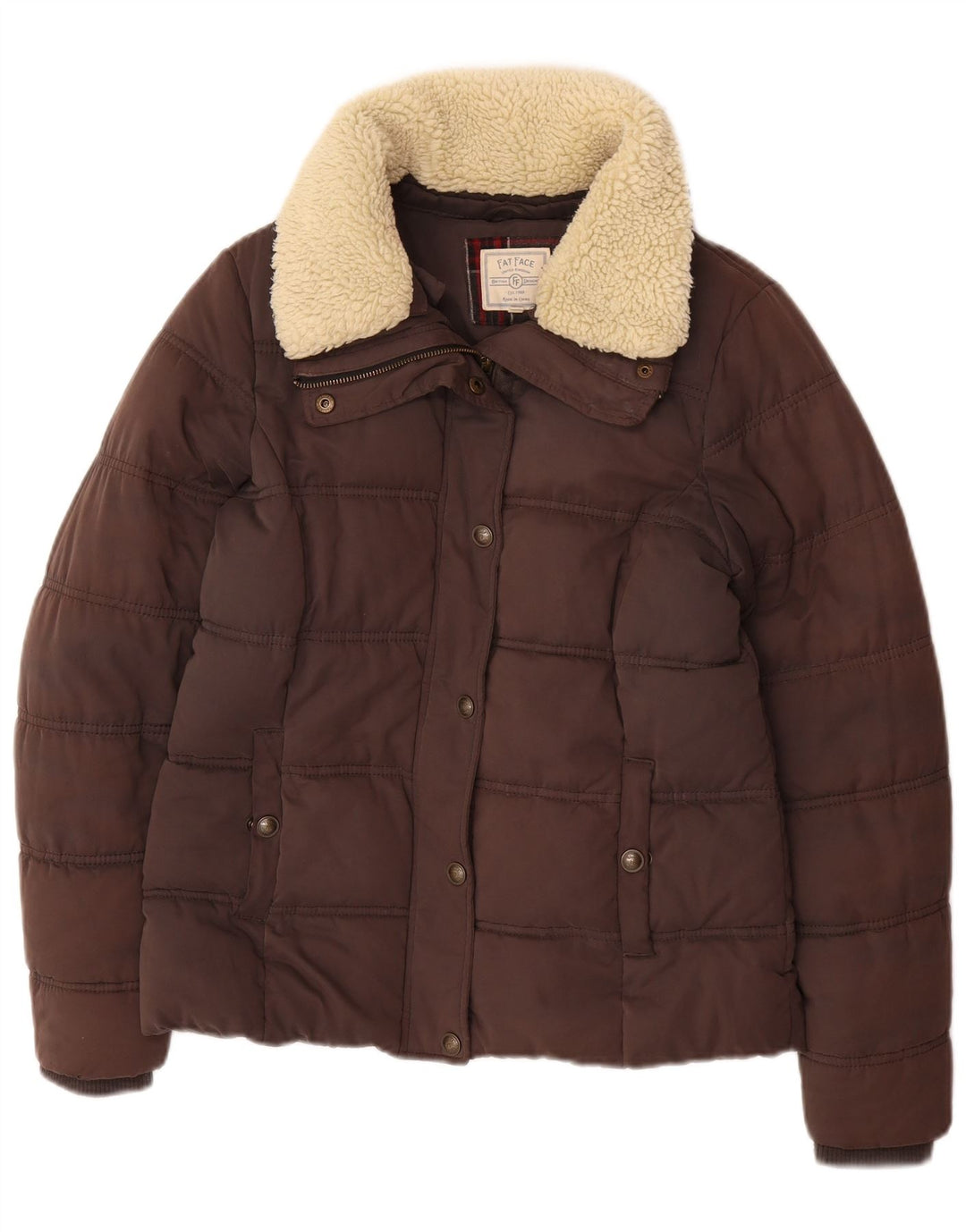 FAT FACE Womens Padded Jacket UK 12 Medium Brown Polyester