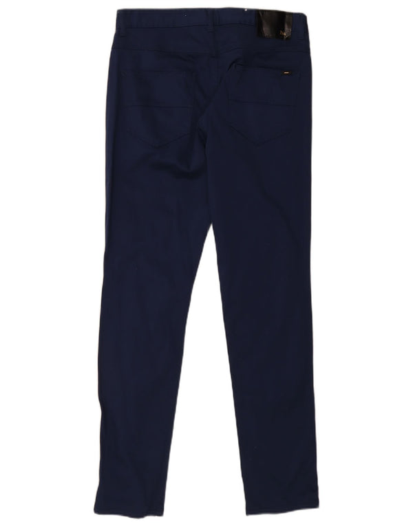 Zara Mens Skinny Chino Pantalones EU 42 Large W32 L30 Azul Marino Algodón