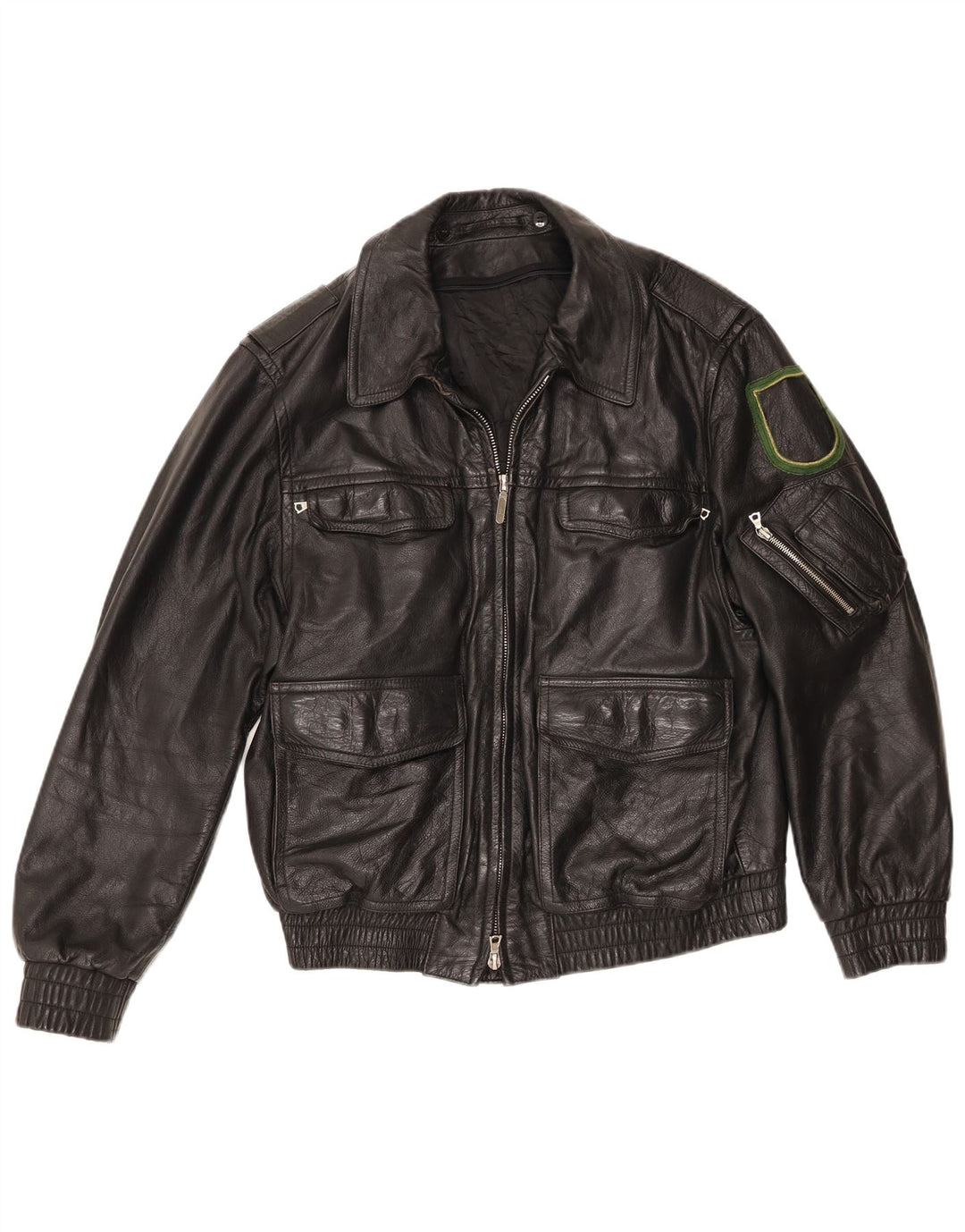 Vintage chaqueta de cuero para hombre EU 48 cuero negro medio
