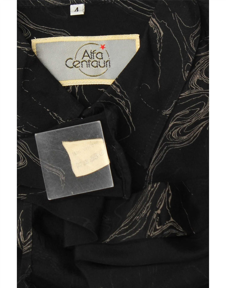 Camisa Vintage Hombre Patrón Abstracto XL Viscosa Negra
