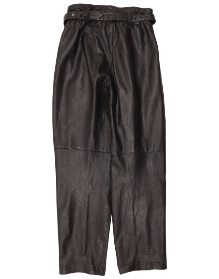 Vintage mujer pantalones de cuero rectos IT 42 Medio W30 L30 Negro