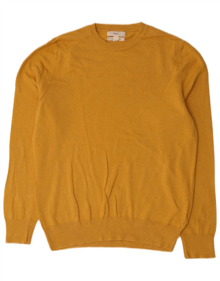 Marks & Spencer Jersey de cuello redondo para hombre de algodón amarillo medio