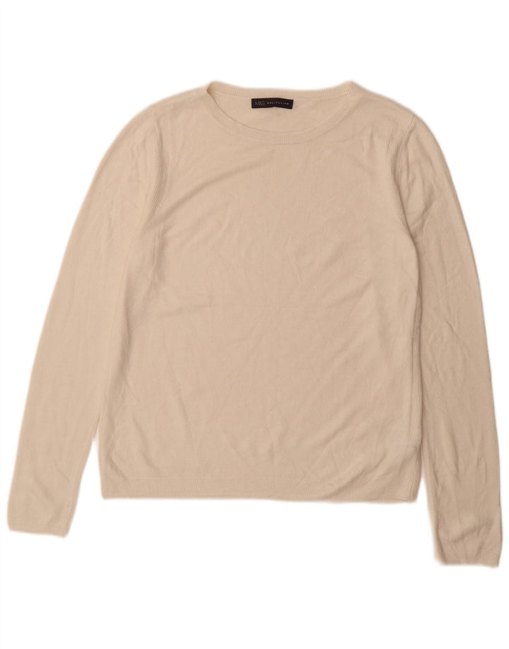 Marks & Spencer - Jersey para mujer con cuello barco, talla 40, acrílico blanco mediano