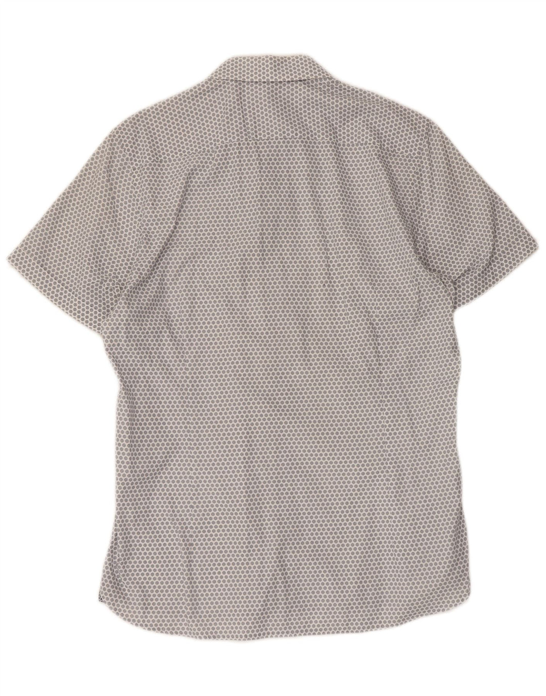 Ted Baker Camisa de manga corta para hombre Talla 3 Mediana Algodón geométrico blanco