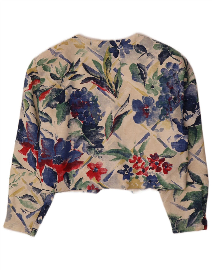 BONITA Chaqueta tipo blazer corta de 4 botones para mujer UK 10 Small Multicolor Floral