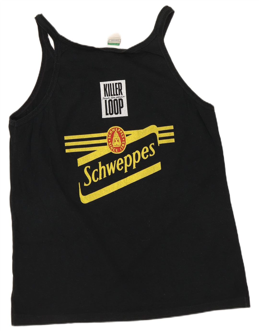 Benetton Camiseta Sin Mangas Estampada para Mujer ES 40 XL Algodón Negro