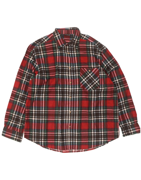Camisa de franela idéntica para hombre, talla 43/44 XL, algodón a cuadros rojos