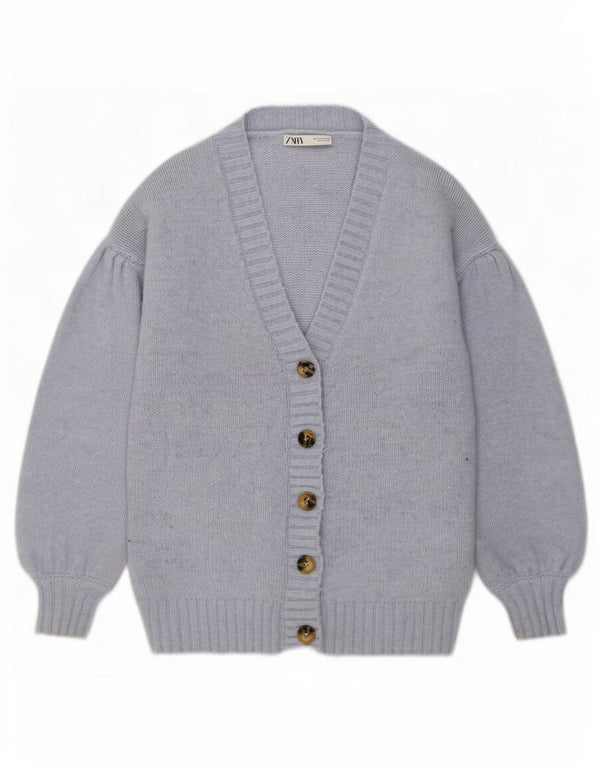 Zara Mujer Suéter Cárdigan Extragrande UK 10 Small Poliéster Azul