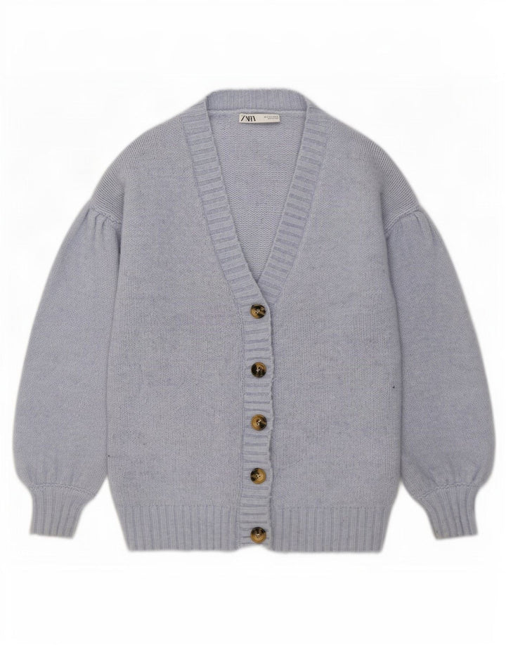 Zara Mujer Suéter Cárdigan Extragrande UK 10 Small Poliéster Azul