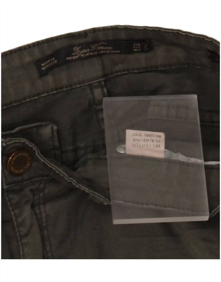 ZARA Pantalón Casual Pitillo Mujer EU 38 Small W28 L29 Algodón Caqui