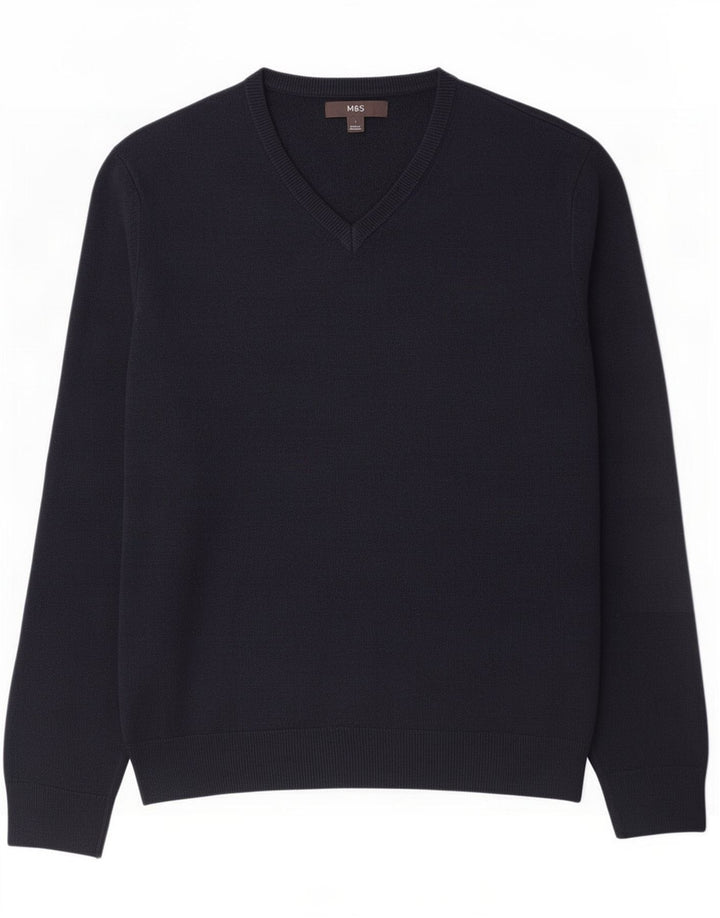 Marks & Spencer Suéter tipo jersey con cuello en V para hombre Grande Azul marino