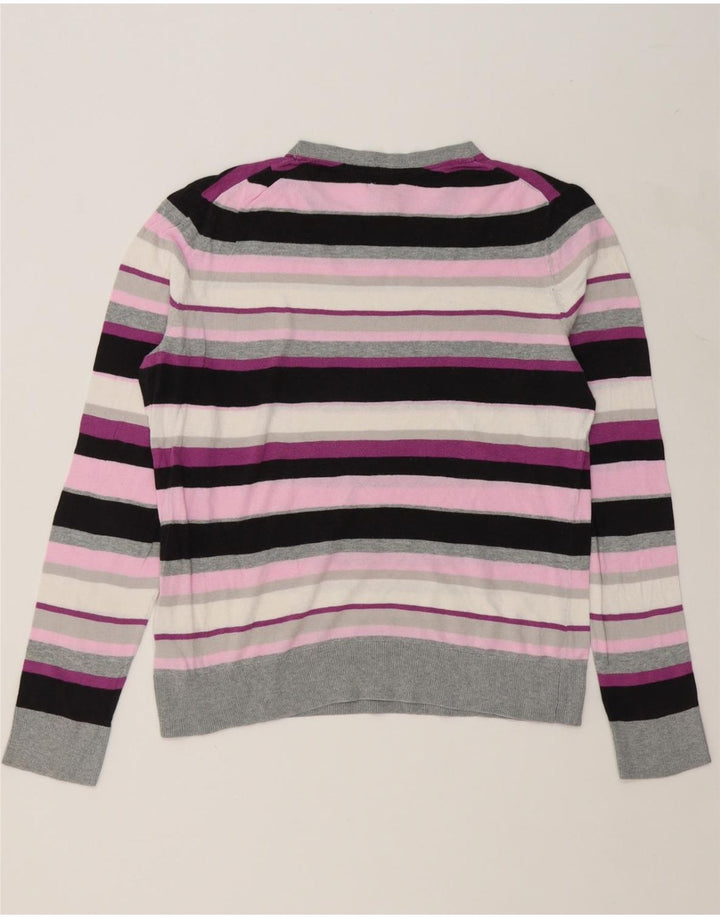 IZOD Womens Crew Neck Jumper Sweater UK 16 Large Multicoloured Striped Vintage Izod and Second-Hand Izod from Messina Hembry 